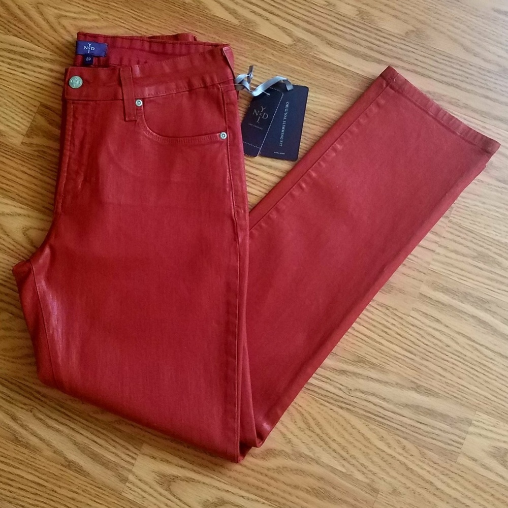 NWT NYDJ Red Wax Skinny Jean 8P - Picture 6 of 6